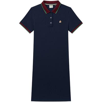 【宋佳明星同款】Hazzys哈吉斯连衣裙女夏时尚撞色POLO裙