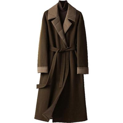 羽绒内胆拼接羊绒大衣