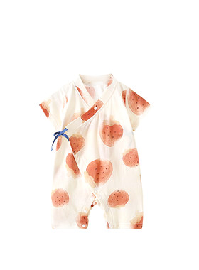 【冰蚕棉】婴儿连体衣夏季超薄款短袖哈衣爬服女宝宝夏装梦幻草莓