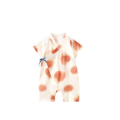 【冰蚕棉】婴儿连体衣夏季超薄款短袖哈衣爬服女宝宝夏装梦幻草莓