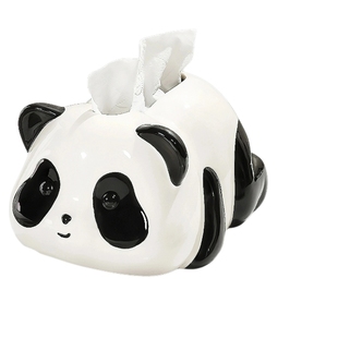 2025新款可爱熊猫创意高级感陶瓷纸巾盒客厅卧室轻奢装饰抽纸盒