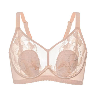 蕾丝大胸显小软钢圈全罩杯文胸