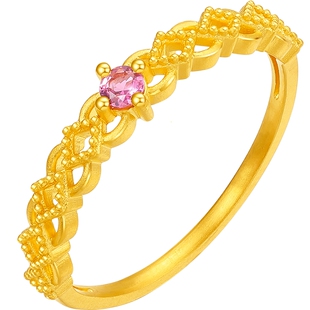 周六福黄金镶嵌5G足金碧玺戒指女款溯光手饰新年礼物官方旗舰店