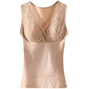 不带胸垫塑身上衣内穿打底衫紧身美体内衣收小肚子收腹保暖背心女