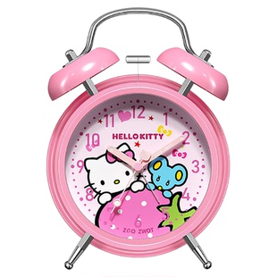 三丽鸥helloKitty联名打铃闹钟夜光指针儿童女孩学生专用起床神器