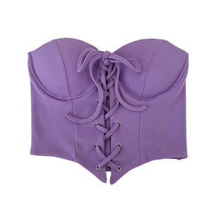 辣妹性感百搭交叉绑带不规则短款抹胸背心内搭打底衫上衣女夏季