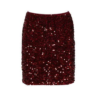 DPLAY【惠品】2025年秋季红色半身裙女时尚复古短亮片半裙短裙