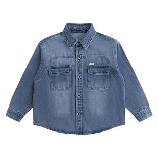 小象汉姆童装男童牛仔衣儿童衬衫外套2026春装新款男孩上衣中大童