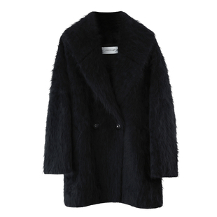 CHIIYEAR池也 安哥拉兔绒长毛大衣松弛廓形宽松落肩西装外套女