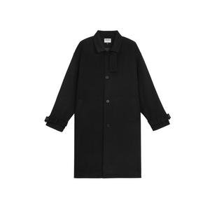 BODYDREAM智性通勤风含绵羊毛呢大衣男冬季黑色中长款重磅外套