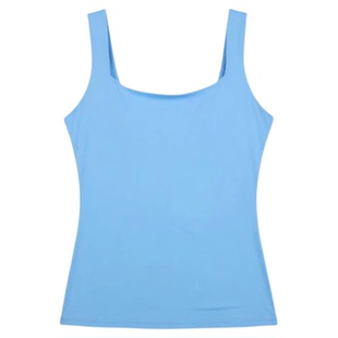 Square neck slim fit sleeveless top纯色方领修身无袖T恤上衣女