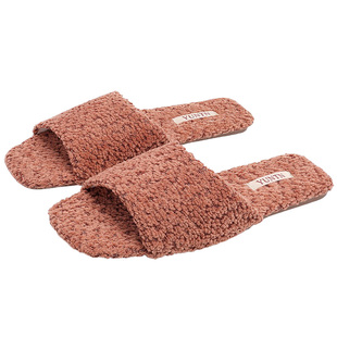 秋季时尚轻奢颗粒感圈圈绒高级感情侣开口拖鞋女家用牛筋底防滑男