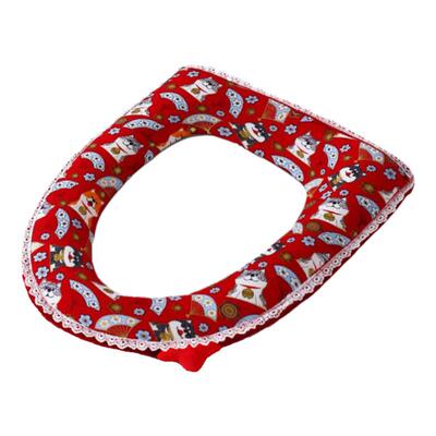 棉麻印花普通加长马桶垫套卡通