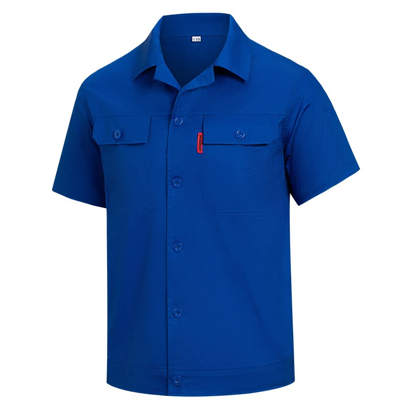 夏季工作服男装薄款纯棉劳保服耐磨套装蓝色上衣电力工地厂服透气