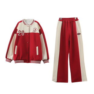 女大童春装套装学院儿童洋气棒球服初中生女童春秋休闲运动两件套