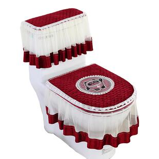 四季透气意大利绒马桶垫三件套蕾丝布艺拉链家用马桶垫坐垫坐便套