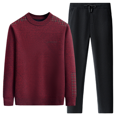 中老年爸爸装加绒加厚保暖套装