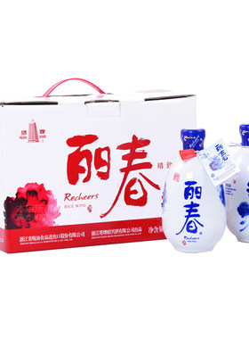 绍兴黄酒 塔牌丽春酒 375ml*6瓶装 特型半甜酒礼盒装精美青花瓷瓶