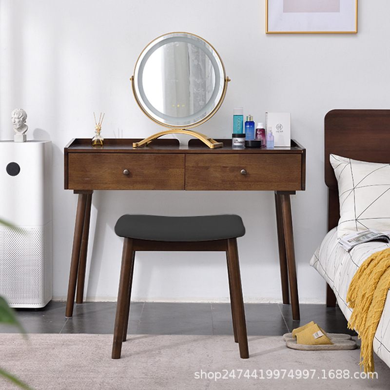 实木梳妆凳现代简约马鞍餐椅软凳凳高包卧室书桌凳子家用舒适化妆