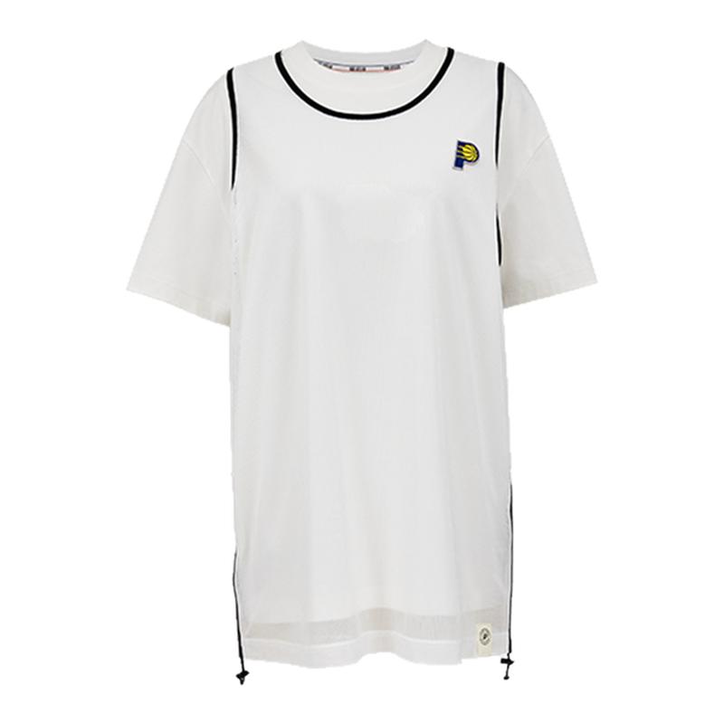 2025夏季新品 NBA ATELIER女士步行者队针织网眼印花短裙T恤裙
