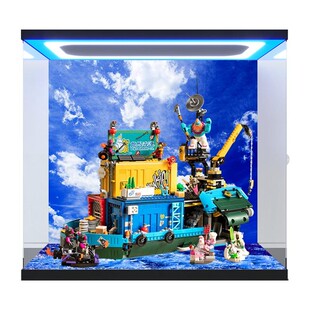 适用乐高80013悟空小侠系列万能海上基地 亚克力展示盒积木防尘罩