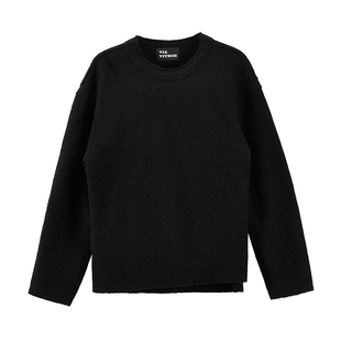 viavitsoe 针织全羊毛廓形解构拼接时尚套头圆领休闲毛衣外套男