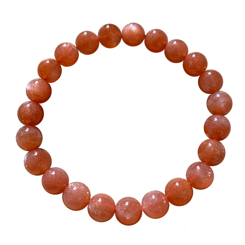 天然爆闪金太阳多圈手链橙日光石水晶三圈手串云母片男女饰品情侣