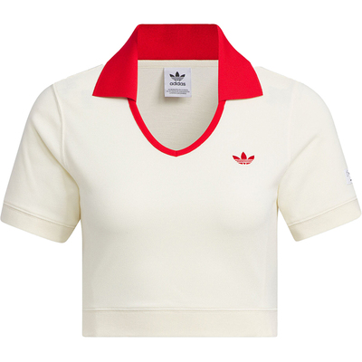 Adidas/阿迪达斯正品三叶草女子透气运动休闲翻领短袖T恤IN1082