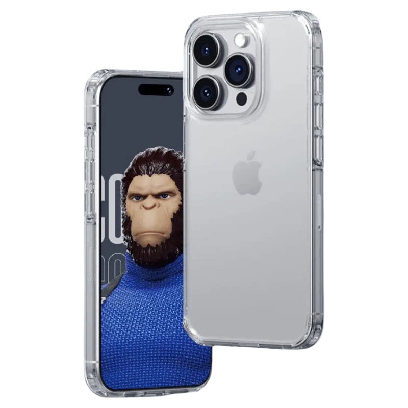 蓝猩适用18/17ProMax透+透明手机壳苹果16Pro全透明防摔15手机壳iPhone14全包硅胶13保护壳Plus典雅黑软边12