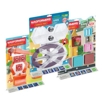 MAGFORMERS麦格弗磁力片摩天轮配件吊车房屋装饰补充