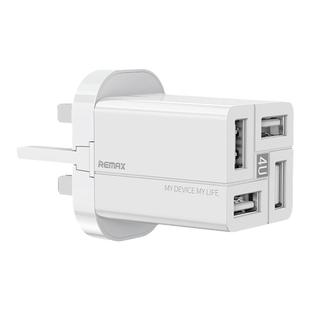 Remax港澳版充电器4口USB-A多功能火牛三脚插头5V/2.4A电源适配器