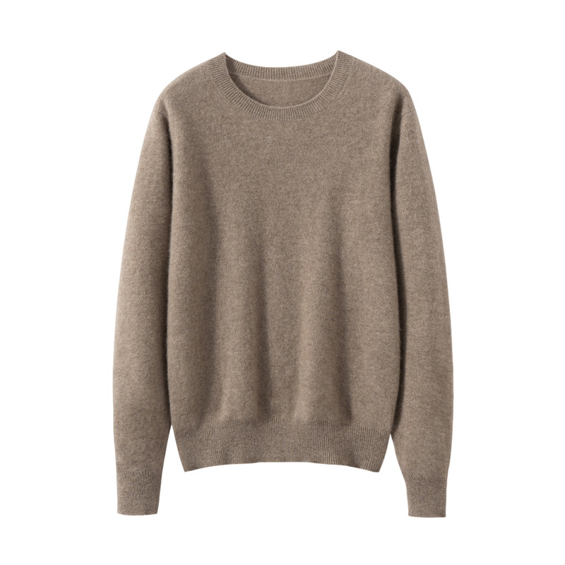 秋冬康赛妮100%羊绒女圆领毛衣女