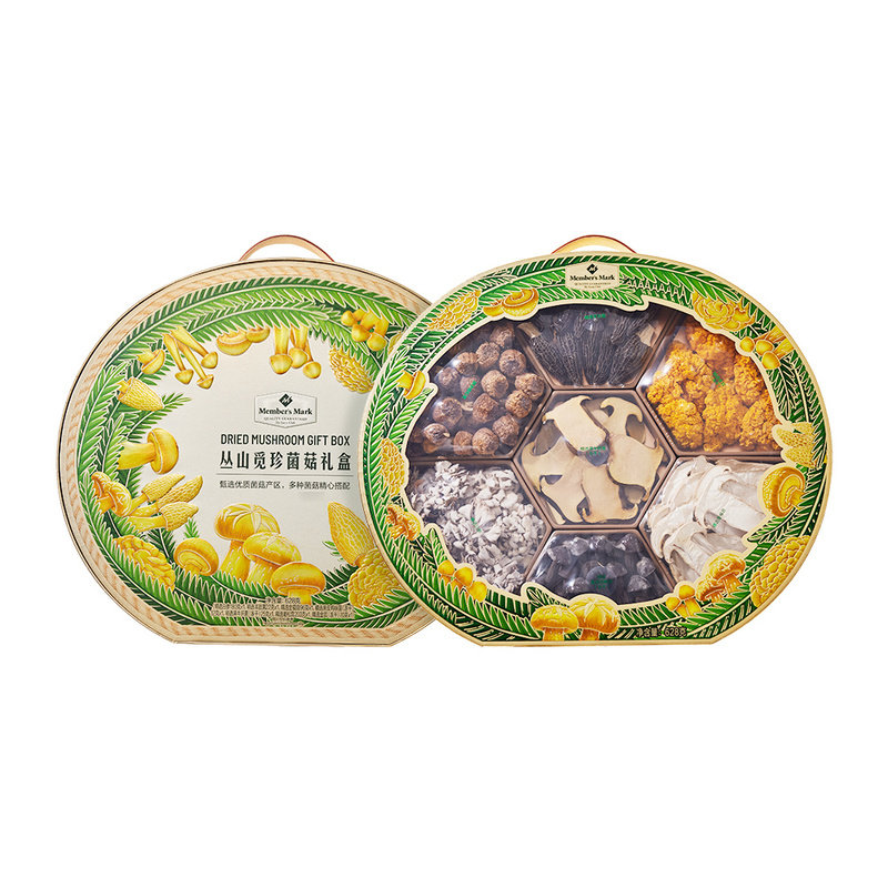 山姆代购MM丛山觅珍菌菇礼盒628g白参羊肚菌干货菌菇组合年货礼盒