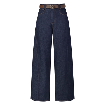 歌莉娅春季高腰弯刀牛仔裤长裤女