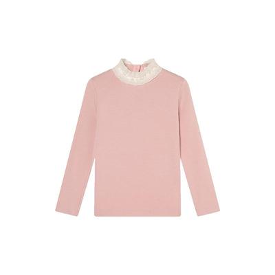 RBIGX瑞比克童装2025冬季新款公主小香风针织浪漫花边领长袖T恤