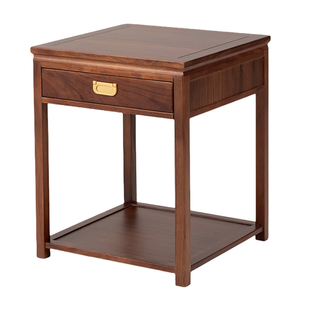 全实木沙发边几客厅角几电话桌乌金木小茶几原木床头柜多层置物架