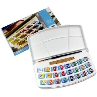 荷兰梵高水彩24色固体水彩颜料美术生专用36色48色12色VAN GOGH凡高蓝铁盒便携式水彩画工具学生用初学者手绘