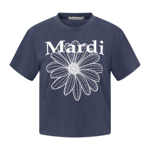 MardiMercredi小雏菊复古印花短袖t恤上衣女修身正肩全棉韩系新款