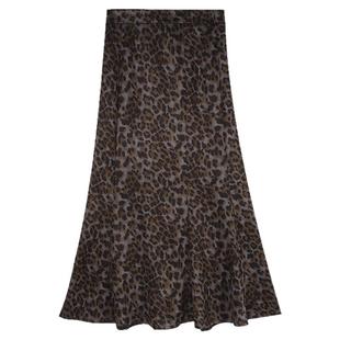 白鹿语复古豹纹半身裙25秋冬新款女人味高腰显瘦遮肉长款鱼尾裙