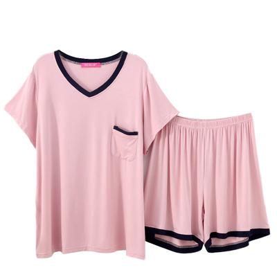 加肥加大莫代尔v领女mm200斤睡衣