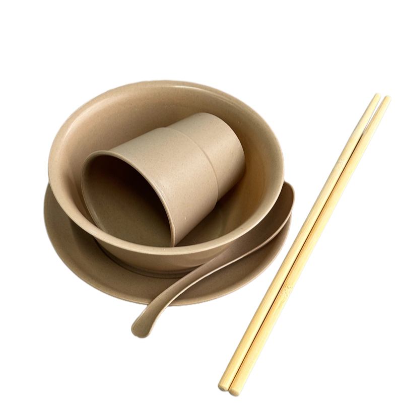 稻壳一次性餐具四件套饭店餐饮高端商用定制酒席食品级饭碗筷套装