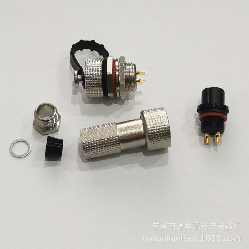 直销镀金防水航空插头12G-2芯3芯4芯5芯6芯7芯连接器开孔12mm