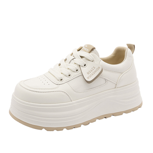 春季真皮牛皮小白鞋女鞋2026新款爆款厚底增高显脚小运动休闲板鞋