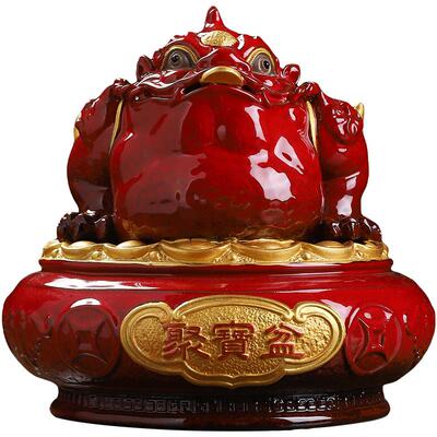 东方泥土陶瓷聚宝盆金蟾摆件
