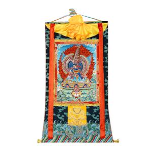 藏村室内装饰画八大法行黑努嘎矿物唐卡画心客厅玄关挂画壁画