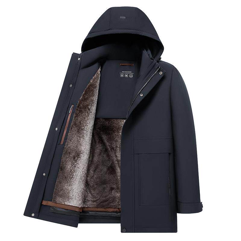 [90%鹅绒/加绒内胆可拆]梦特娇冬季男士羽绒服连帽保暖外套加厚J