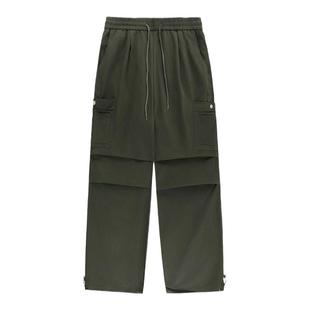 港仔文艺男伞兵工装裤男款秋冬日系机能直筒阔腿长裤男生休闲裤子