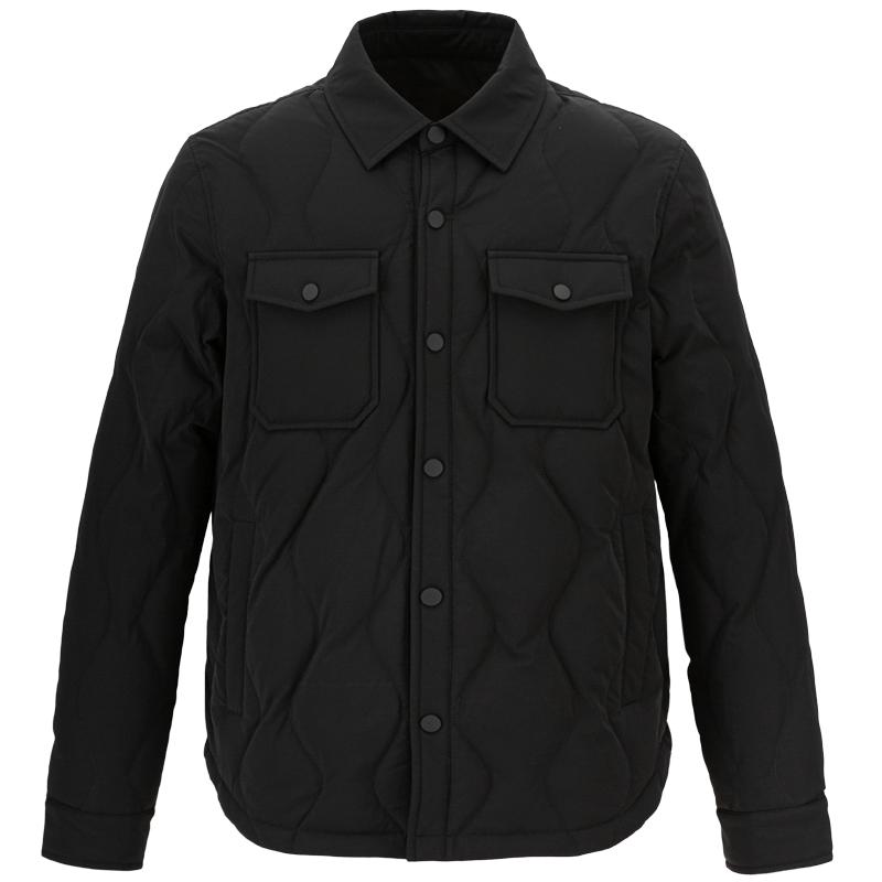才子工装夹克羽绒服男2025冬季修身白鸭绒短款轻薄款黑色翻领外套