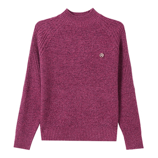 恒源祥半高领羊绒毛衣女2025秋冬新款宽松套头加厚短款针织打底衫