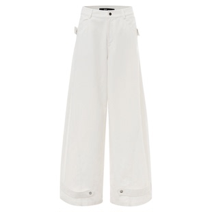 uhot/诱货26春白色铆钉装饰酷飒牛仔长裤中低腰阔腿裤 UWLS1K619M